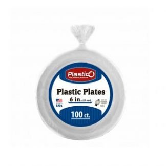 L-2 6 inch Plastic Plates (100x8) - White - PLASTICO