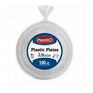 L-3 7 inch Plastic Plates - White (100 x 8) PLASTICO